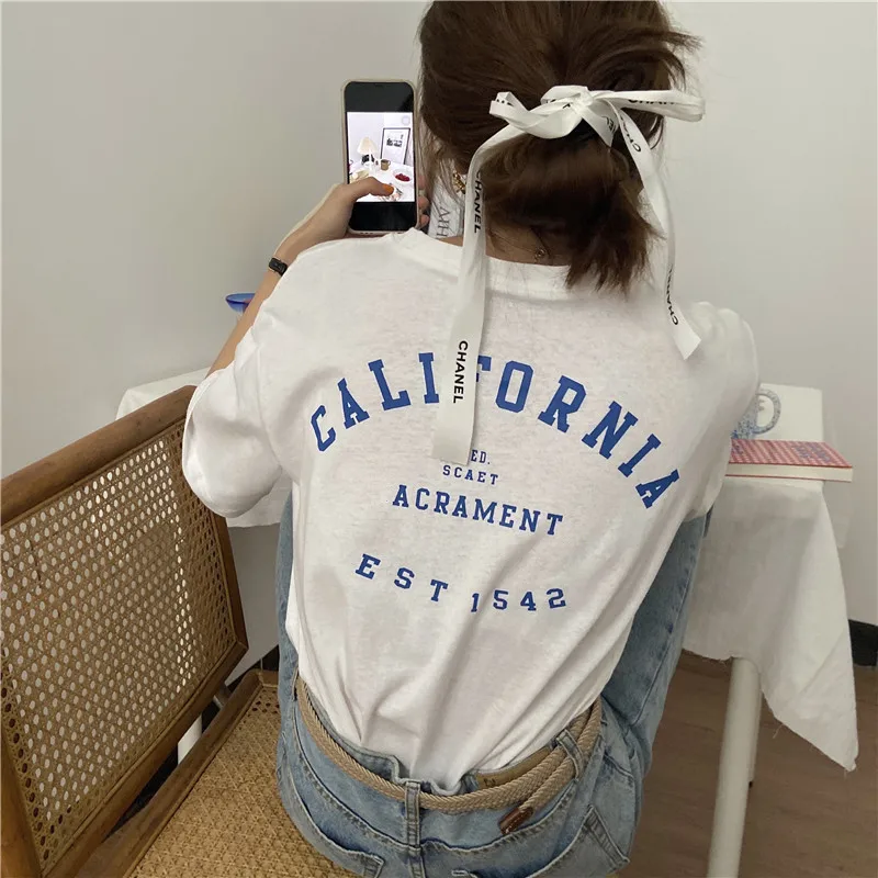 

New Short-sleeved Women's T-shirt Cotton Summer Loose Letter Comfortable Fashion Tshirt Casual Round Neck T Shirt
