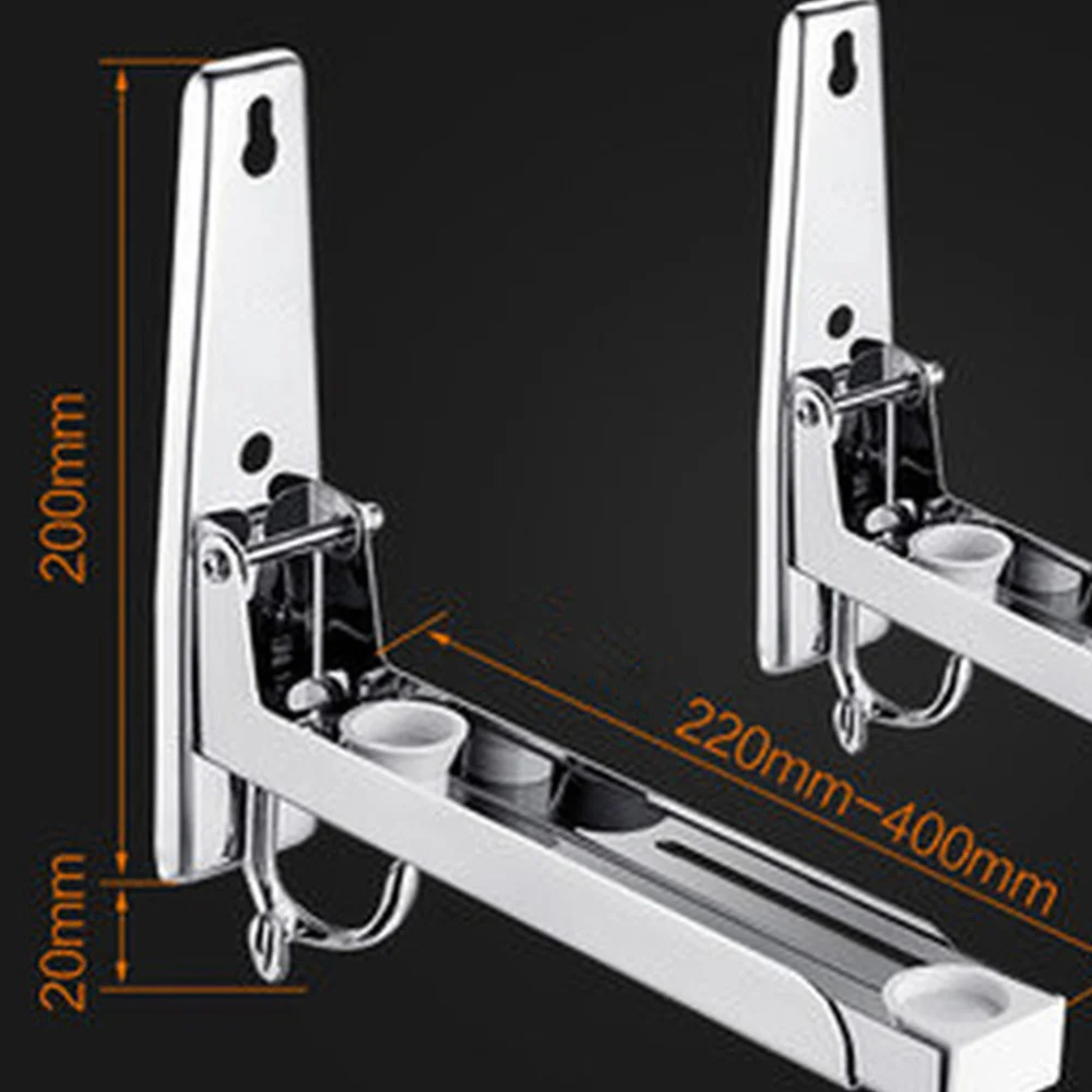 

2pcs Thicken Stainless Steel Support Frame Steel Foldable Stretch Shelf Rack Microwave Oven Wall Mount Bracket with Hook (Silver