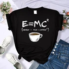 Футболка Harajuku Energy = milk + coffee, Женская креативная футболка, свободная летняя футболка, дышащие женские топы большого размера
