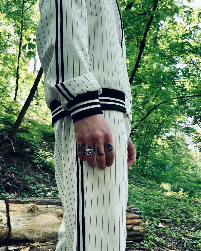 Костюм спортивный мужской на молнии свитшот куртка для тренировок в полоску