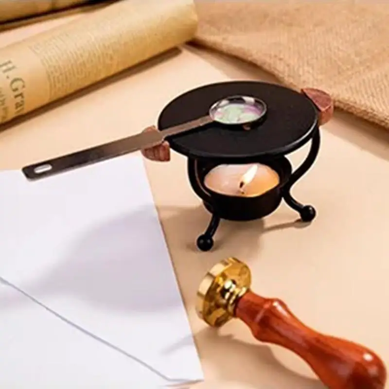 Retro Sealing Wax Furnace Stove Tripod Fire Paint Seal Stamp Stick Warmer Pot Melting Glue DIY Craft | Дом и сад