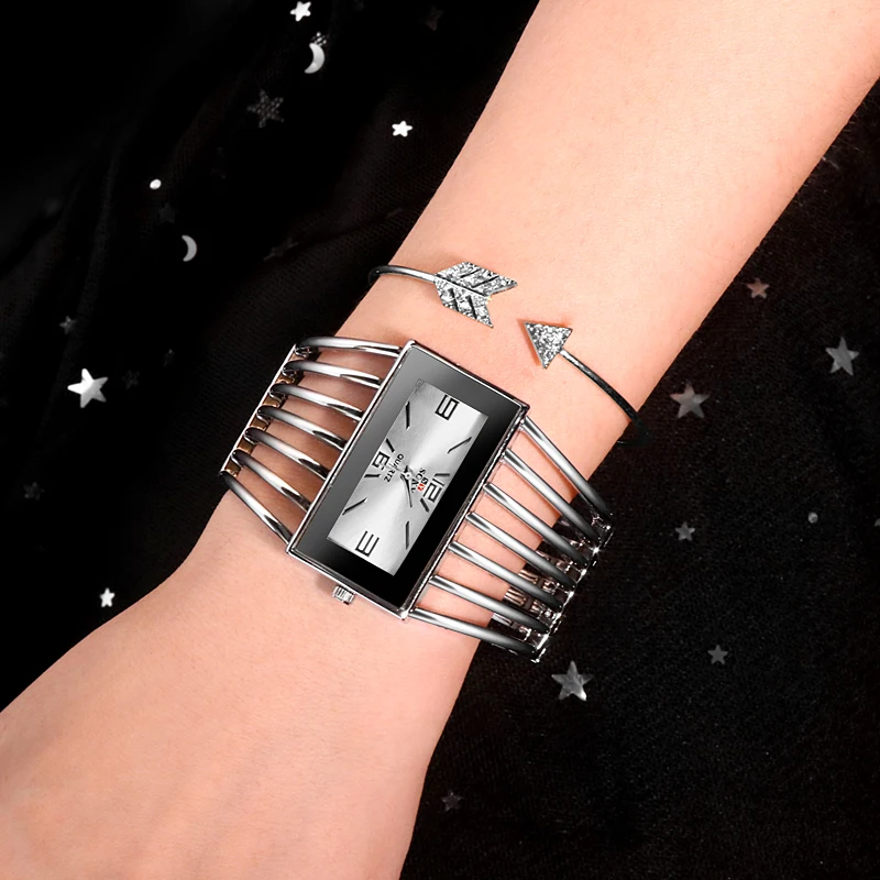 Модные женские часы-браслет трендовые Универсальные с квадратным циферблатом |