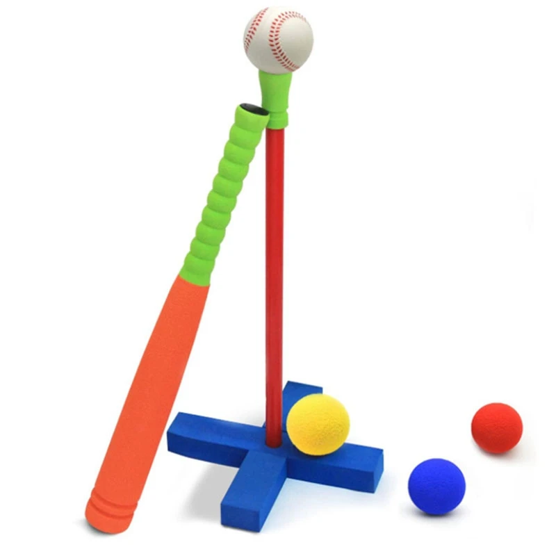 

21-дюймовое детская мягкая пена T мяч Бейсбол набор игрушек, мы положим изделия в 4 разных Цветной шары, сумка в комплекте, для детей старше 3 ле...