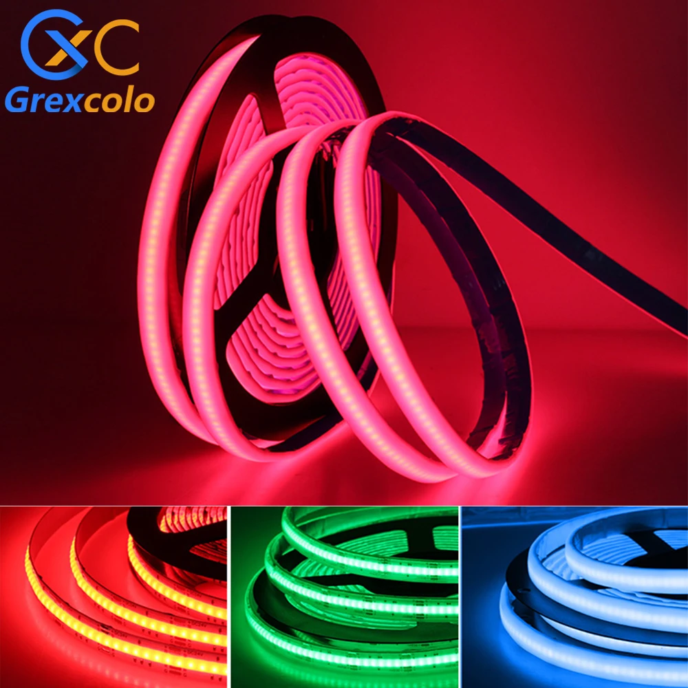

Светодиодная лента RGB COB, 840 светодиодов, высокая плотность, сверхъяркая гибкая светодиодная лента COB для декора комнаты, водонепроницаемая с...