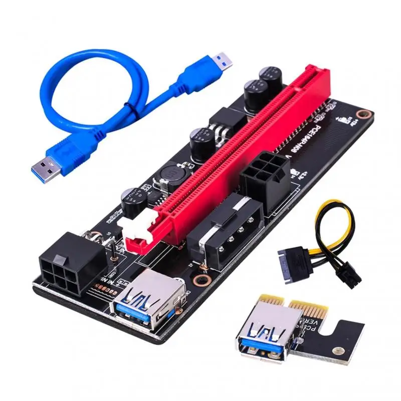 Ver009 Usb 3.0 Pci-E Райзер Ver 009S Экспресс 1X 4X 8X 16X адаптеры карта Sata 15Pin до 6 Pin кабель