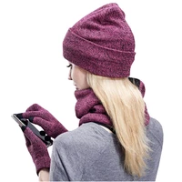 new winter women scarf hat touch screen gloves set velvet men head cover women beanies sets plush men hats scarf