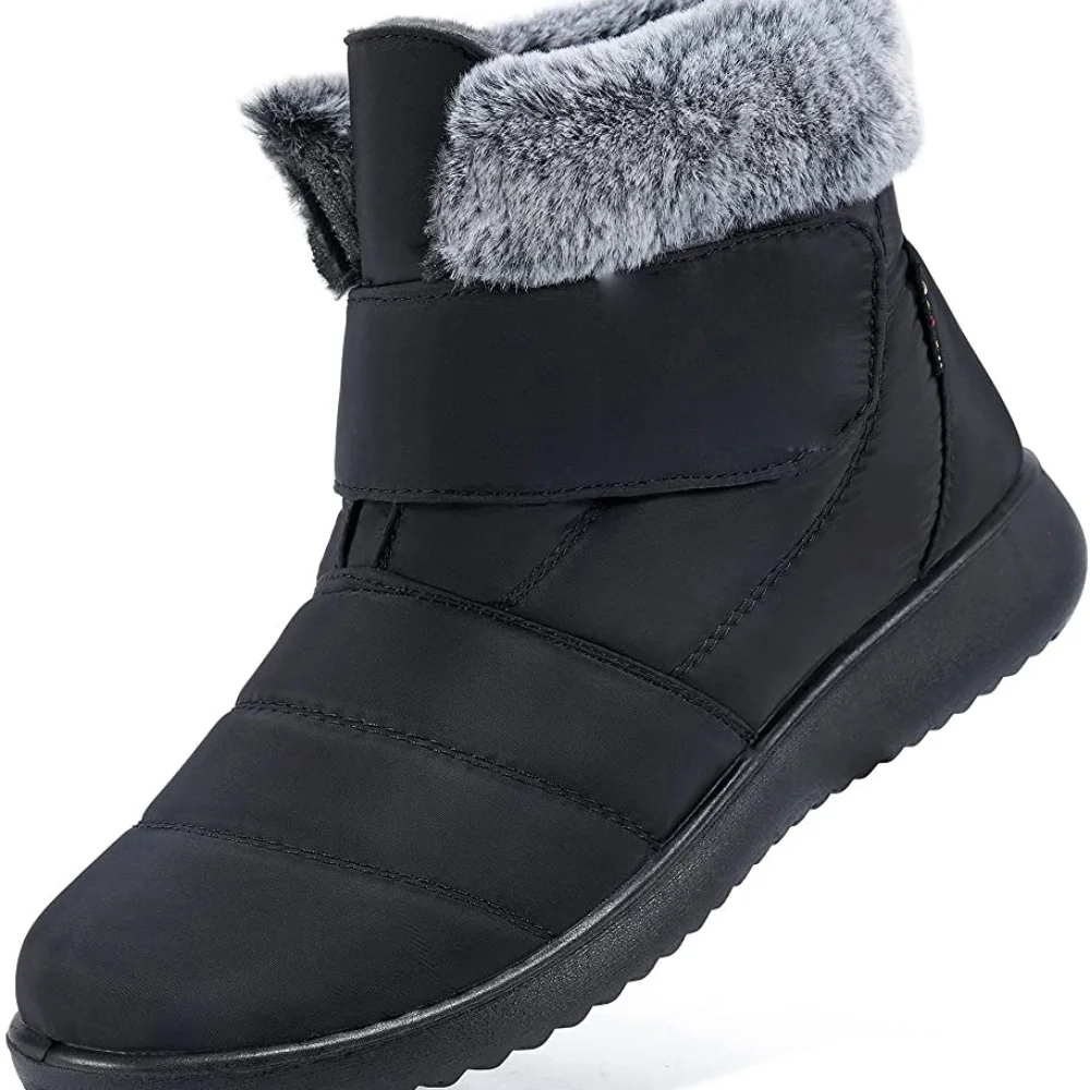 

Новинка, осенне-зимние женские сапоги на толстой плюшевой подкладке, водонепроницаемые сапоги из хлопка на липучке, сапоги больших размеро...