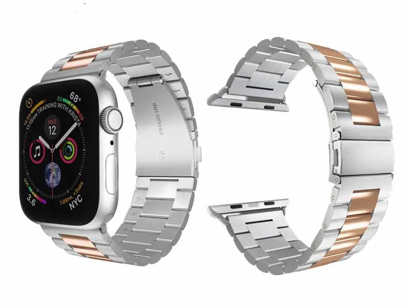 Ремешок для часов аpple ремешок из нержавеющей стали iWatch ремешок металлический ремешок розовый 38 40 42 44 ремешок Пряжка apple series 4 3 2 1