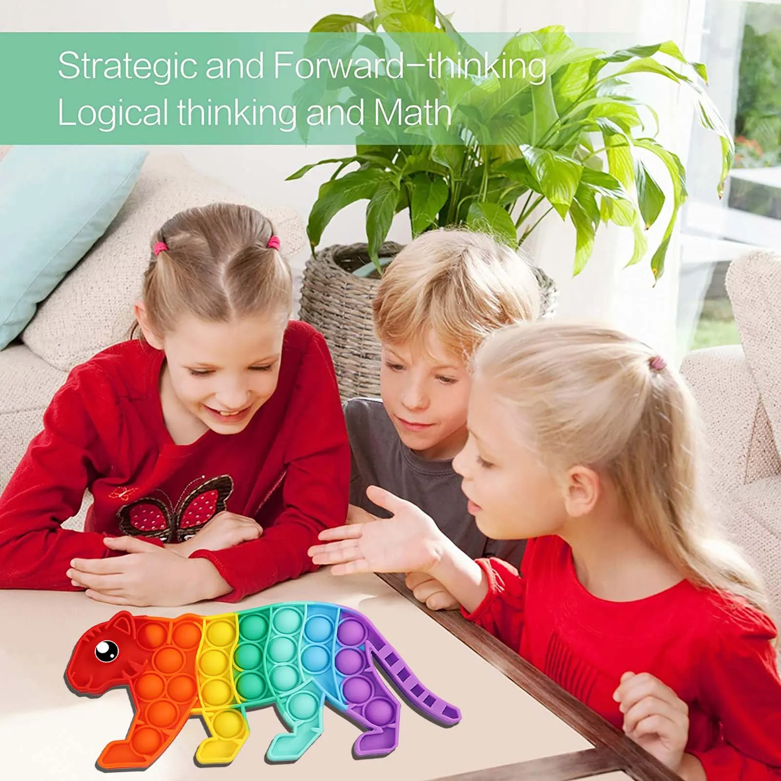 Пузырьковая игрушка-антистресс радужная форма леопарда игрушки-антистресс