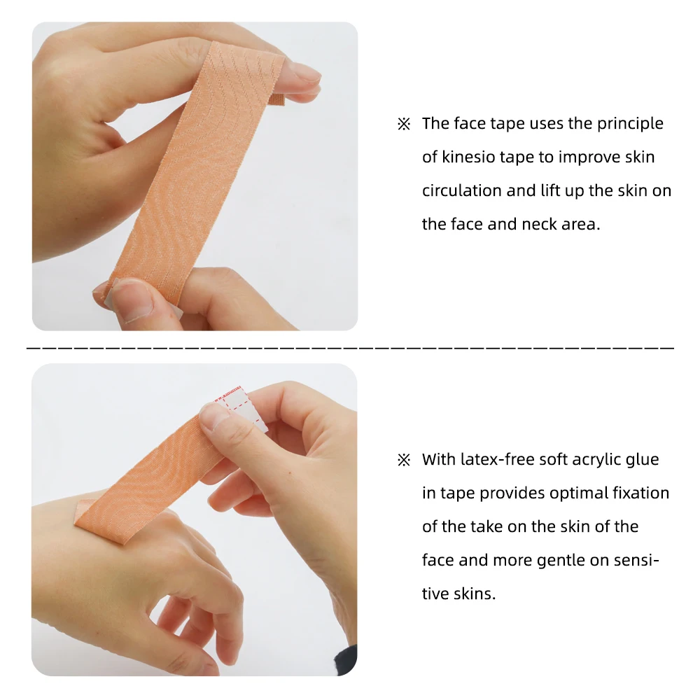 

Kindmax Kinesiology Tape for Face V Line and Neck Eyes Area Lifting Wrinkle Remover Tape Skin Color 2 Rolls 2.5 cm 5cm 5m