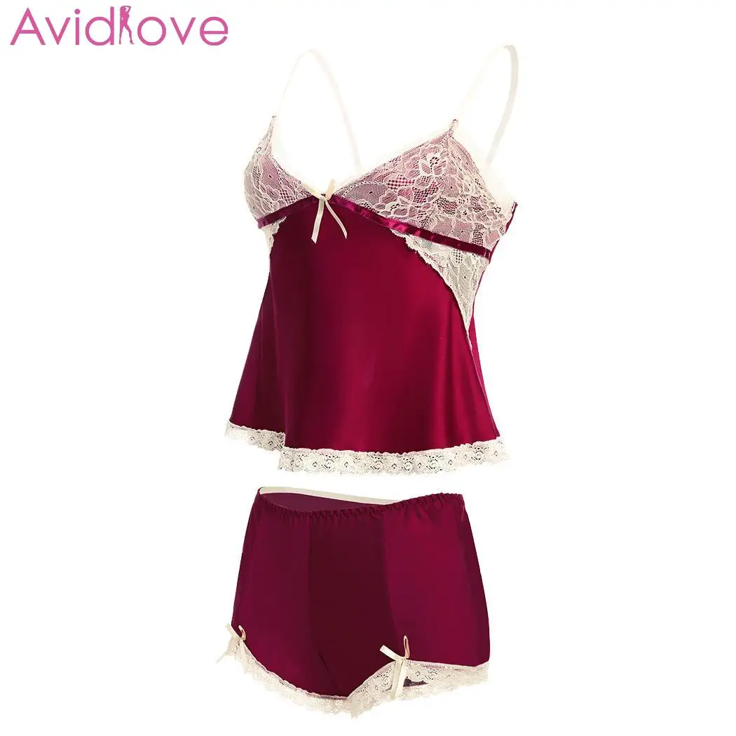 Avidlove/сексуальное нижнее белье пижамный комплект с бантом и цветочным кружевом