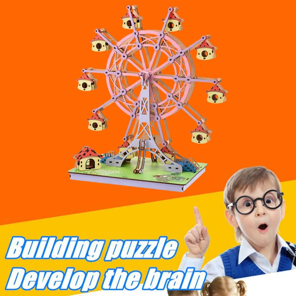 Duplos блоки аксессуары индивидуальные 3D колесо обозрения деревянные трехмерные