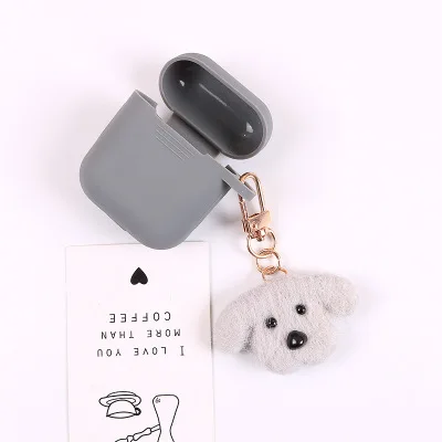 No Airpods Милый брелок мини-Пудель помпон брелок для ключей для женщин пушистая плюшевая собака игрушка кукла сумка автомобильный брелок аксессуары для ключей DIY - Цвет: No Airpods