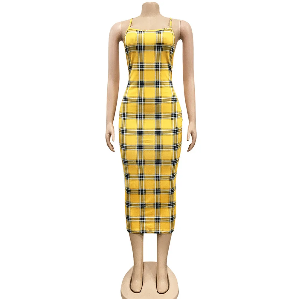 

Tie Dye Plaid Floral Print Skinny Maxi Dress for Women Sleeveless Spaghetti Strap Sheath Dress Sexy Clubwear Backless Vestidos