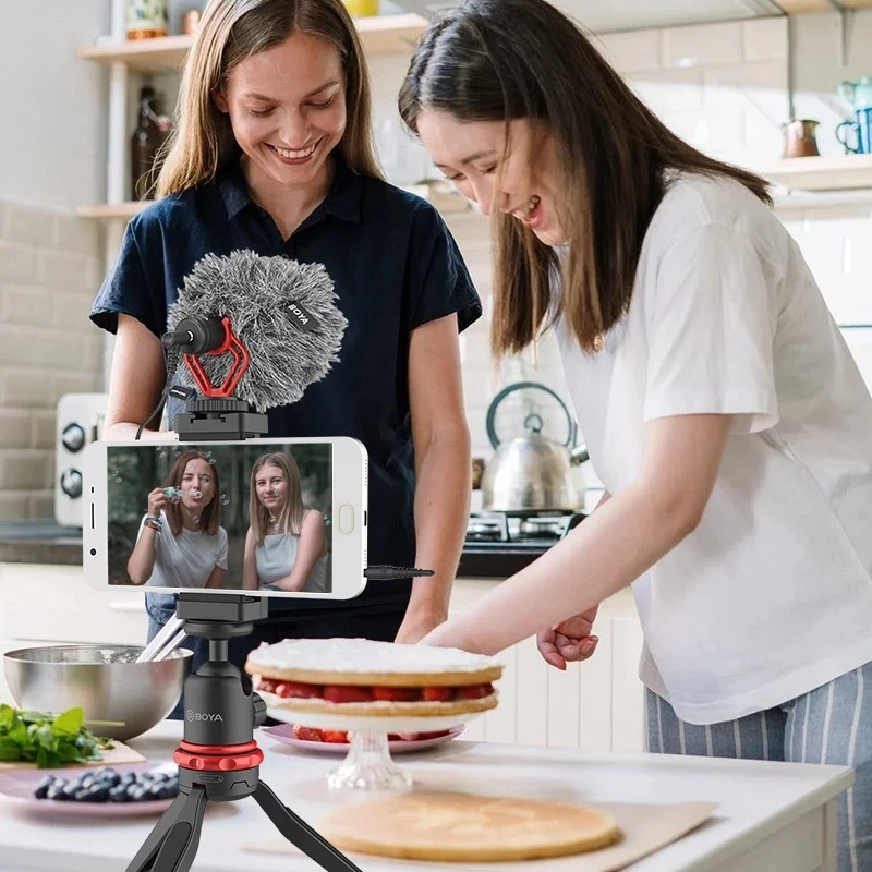 Купить BOYA BY-VG350 микрофон светодиодный светильник штатив Телефон Клип держатель комплект для смартфонов DSLR Камера ПК Vlog студийное видео в режиме ре...