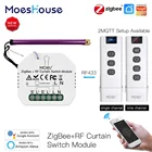 Модуль переключателя штор MoesHouse ZigBee RF433 для моторизованные шторы на роликах Motor 2MQTT Tuya Smart APP Alexa Google Home