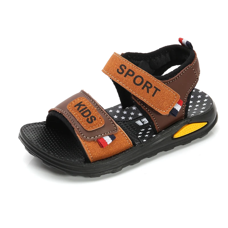Сандалии детские кожаные с открытым носком пляжные спортивные босоножки для