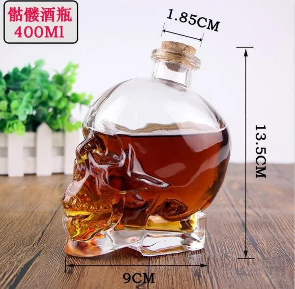 bottle 400 ML 1PCS Двойной стеклянный прозрачный череп красное вино молоко виски Чай Кофе напиток спиртные напитки изолированный стакан для воды многоразовое стекло бокал для вина - Цвет: bottle 400 ML 1PCS