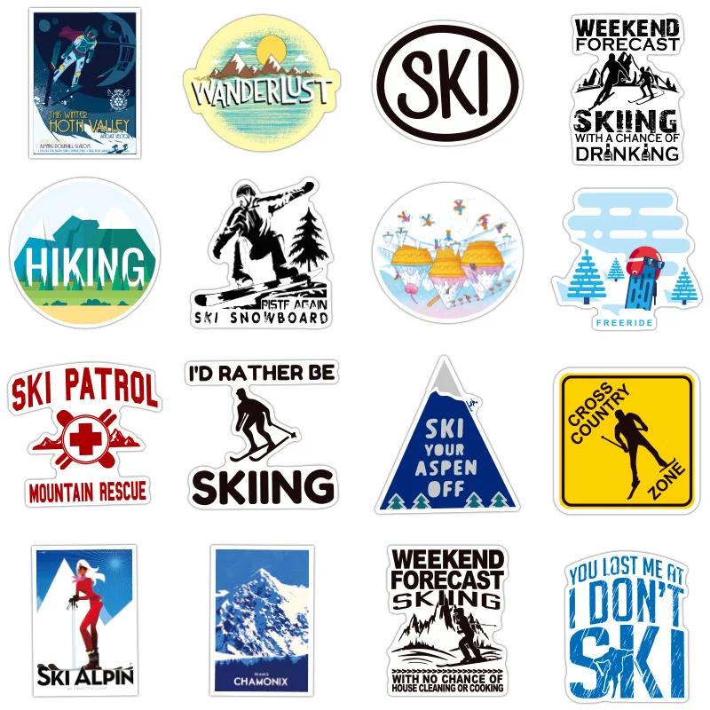 

10/30/70pcs Cartoon Ski Sports Graffiti Gift Outdoor Competition Passion Stickers Glasses Skateboard Helmet Cute Kids Girl Toy