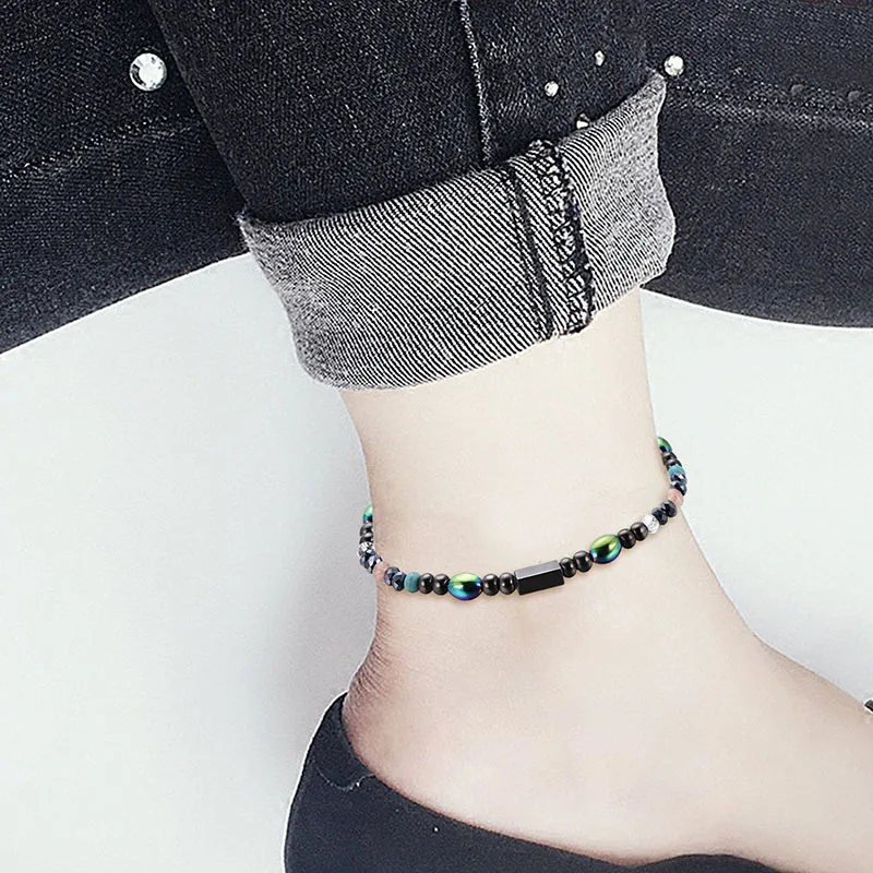 

Magnetic Stone Anklets Therapy Weight Loss Slimming Beaded Anklets for Women Fashion Jewelry Health care ankle bracelets