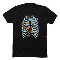 koi carp fish chest skeleton black tshirt casual lovers day cotton discount men tops tees fall winter camisa tee shirt