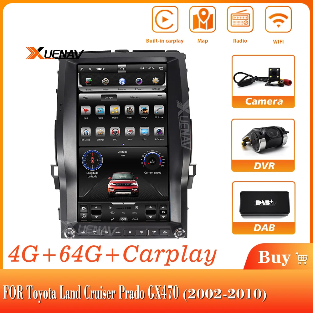 

Автомагнитола 2din на Android, мультимедийный плеер для Toyota Land Cruiser Prado GX470 2002-2010, автомобильная стереосистема с GPS-навигацией