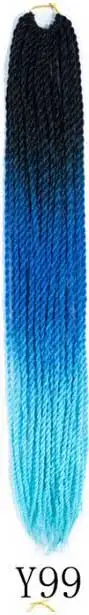 Qphair Ombre Сенегальские вьющиеся волосы крючком косы 24 дюйма 30 корней/упаковка синтетические плетеные волосы для женщин черные кроличьи волосы - Цвет: y99