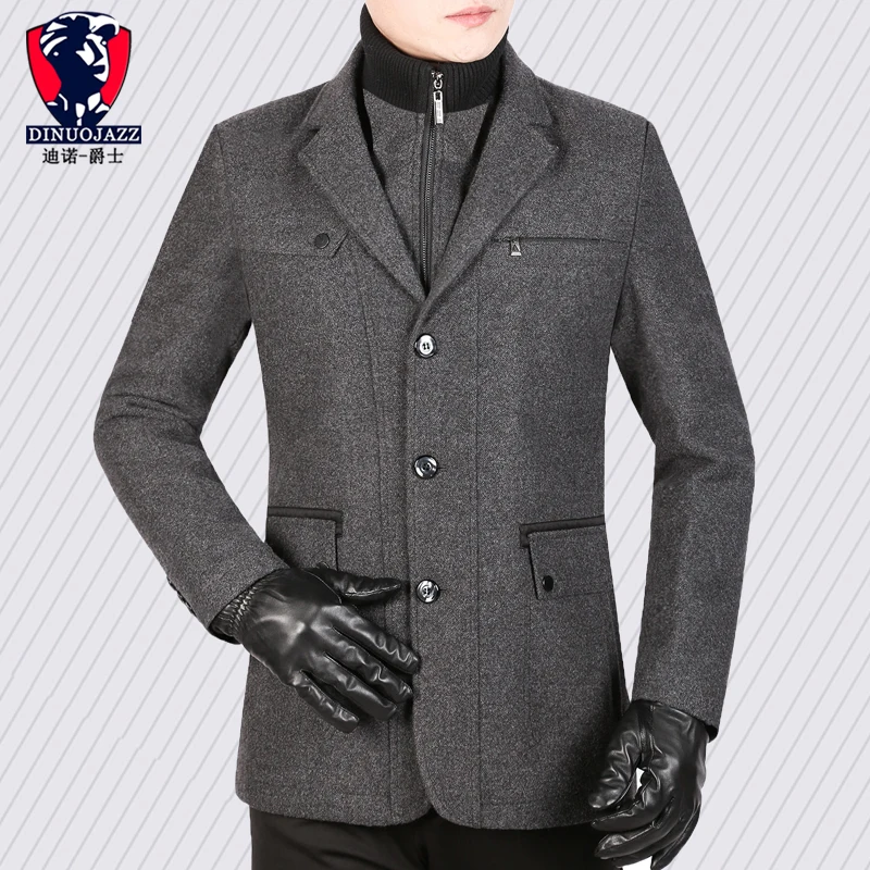 gray wool coat Шерстяное мужское Пальто, зимнее кашемировое мужское Пальто, мужское короткое Пальто, шерстяное теплое - Цвет: gray wool coat