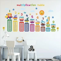 new english version of cartoon circus animals ninety nine multiplication table combination kindergarten wall stickers for kids