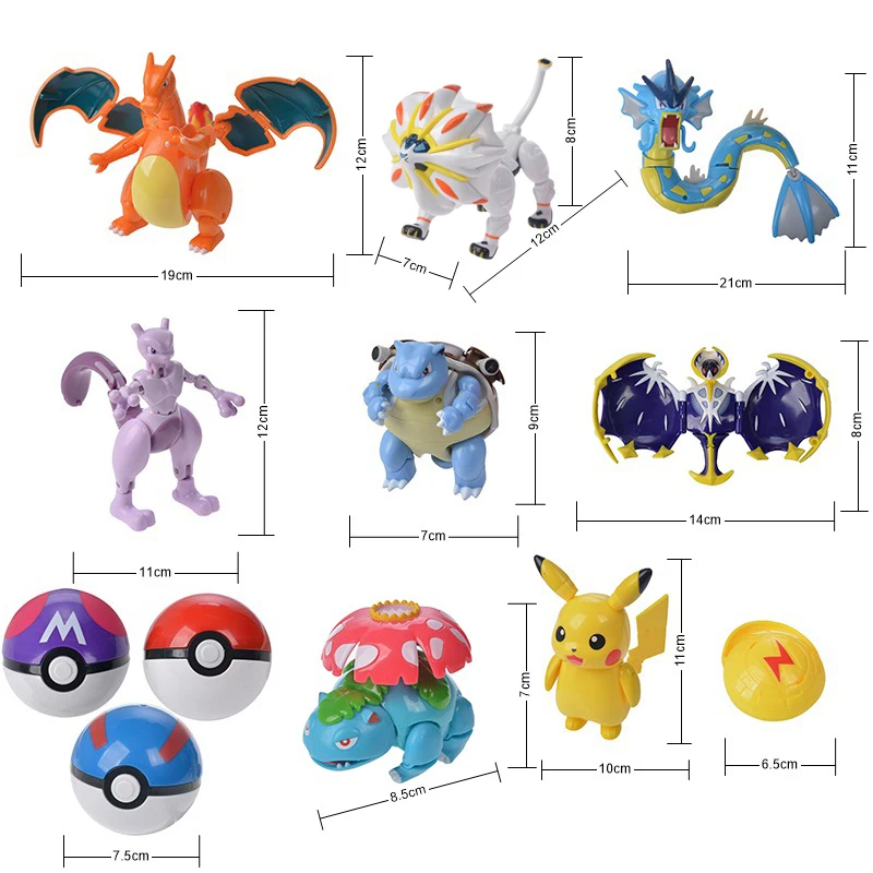 

Genuine Pokemon Character Elf Ball Model PikachuÂ·LunalaÂ·Charritz Action Character Model Pokemon Elf Ball Set Toy Children's Gift