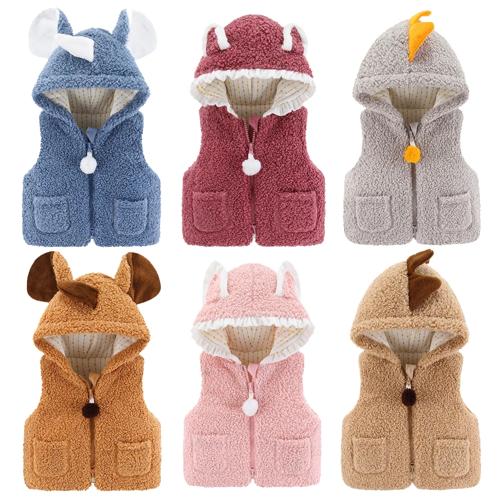 Новинка теплый жилет для девочек на осень и зиму утепленный с динозавром