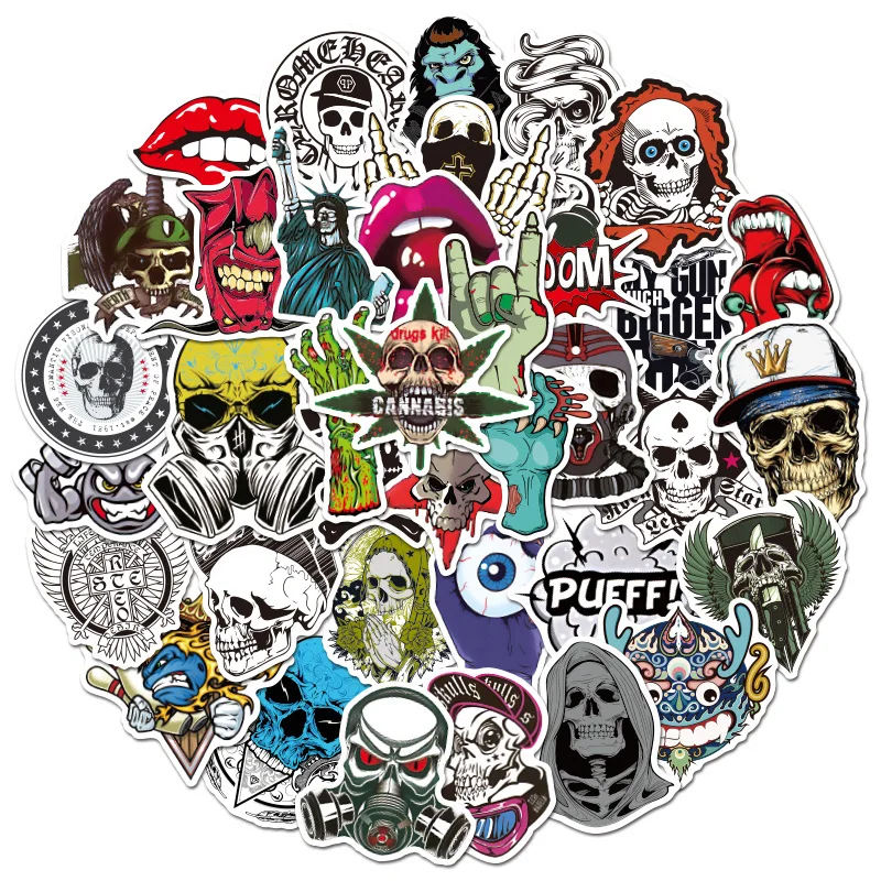 10/30/50PCS Terror Series Skull Graffiti Stickers Guitar Laptop Skateboard Luggage Waterproof Cool Kid Toys | Игрушки и хобби