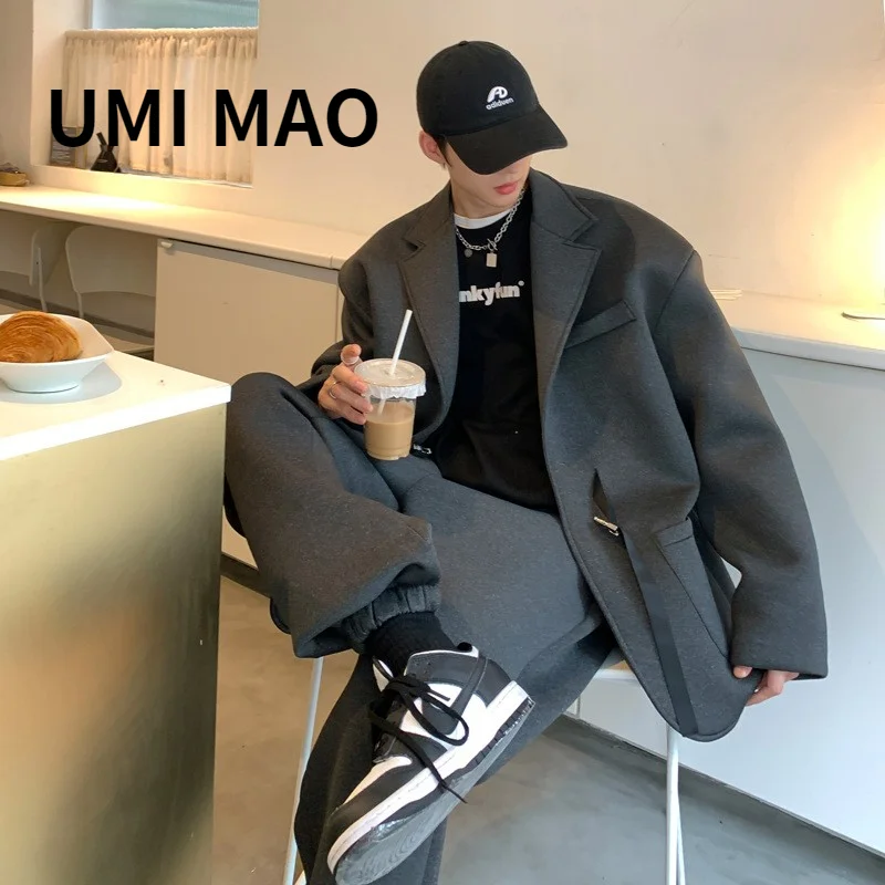 Модные утепленные однотонные блейзеры UMI MAO в Корейском стиле на осень и зиму для