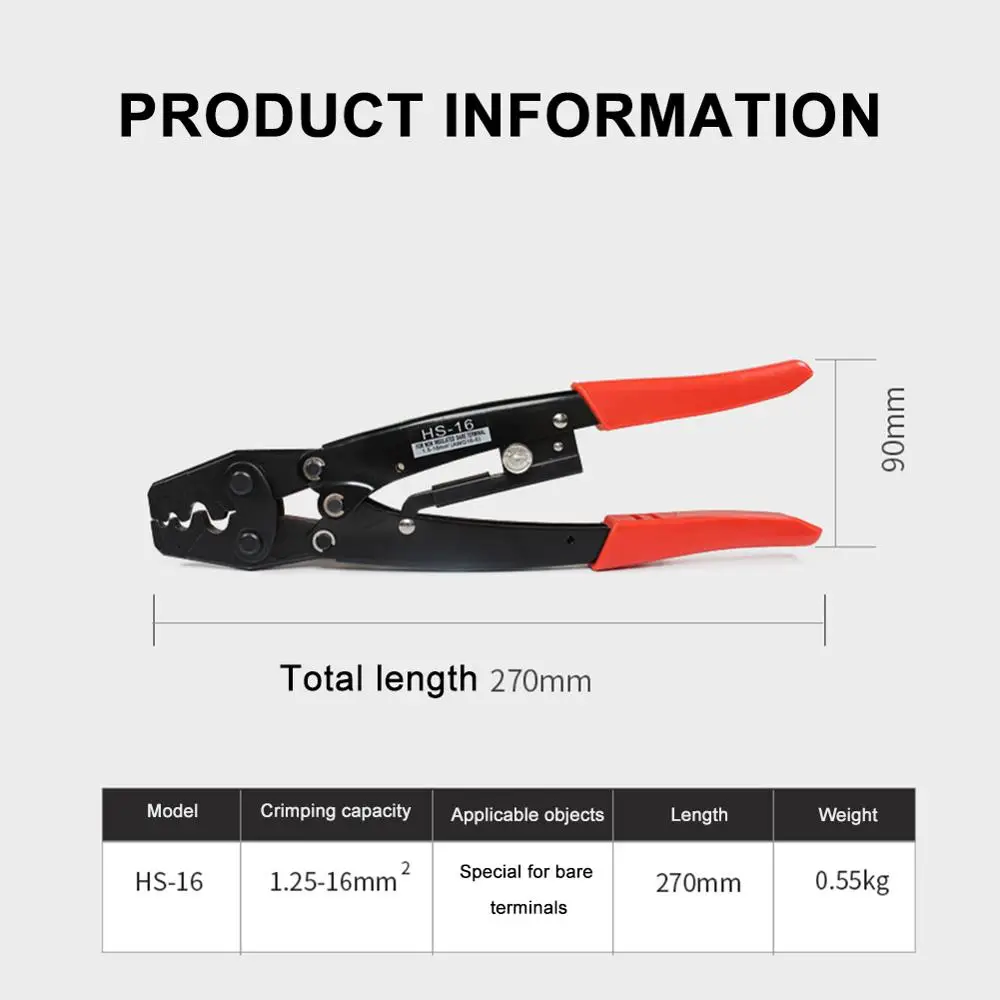 

Обжимные Щипцы для кабелей, 1,25-16 мм2, с храповым механизмом