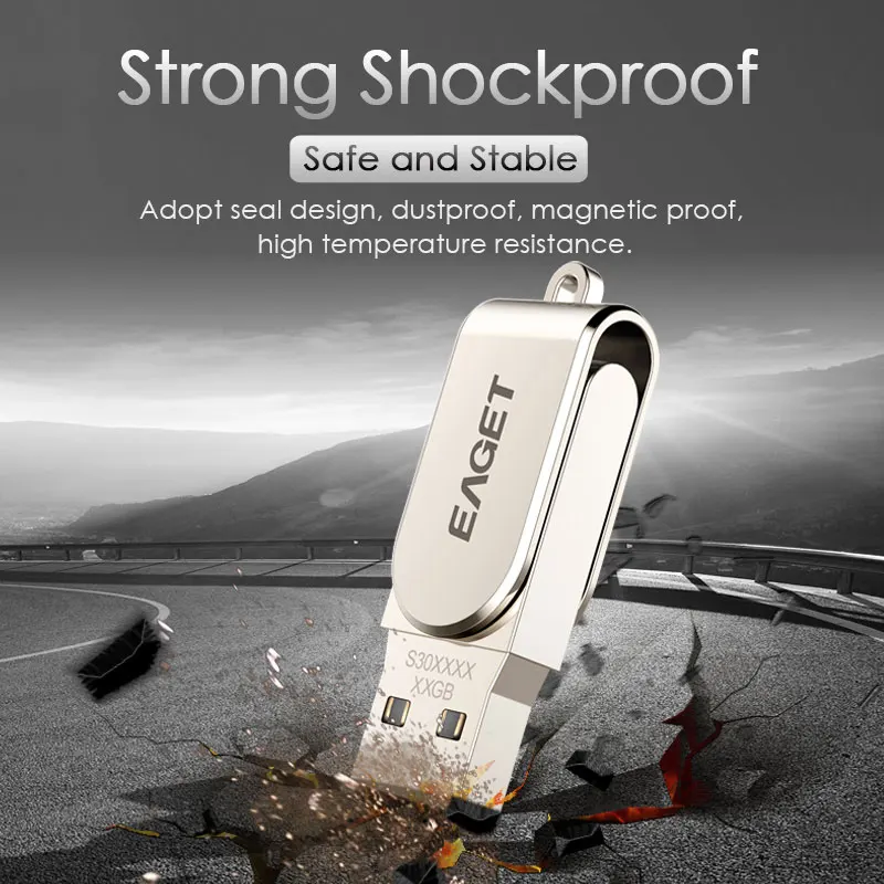 EAGET USB флэш-накопитель, 32 ГБ металлическая Флэшка высокоскоростная USB 3. 0 карта памяти 64 ГБ флеш-накопитель реальная емкость