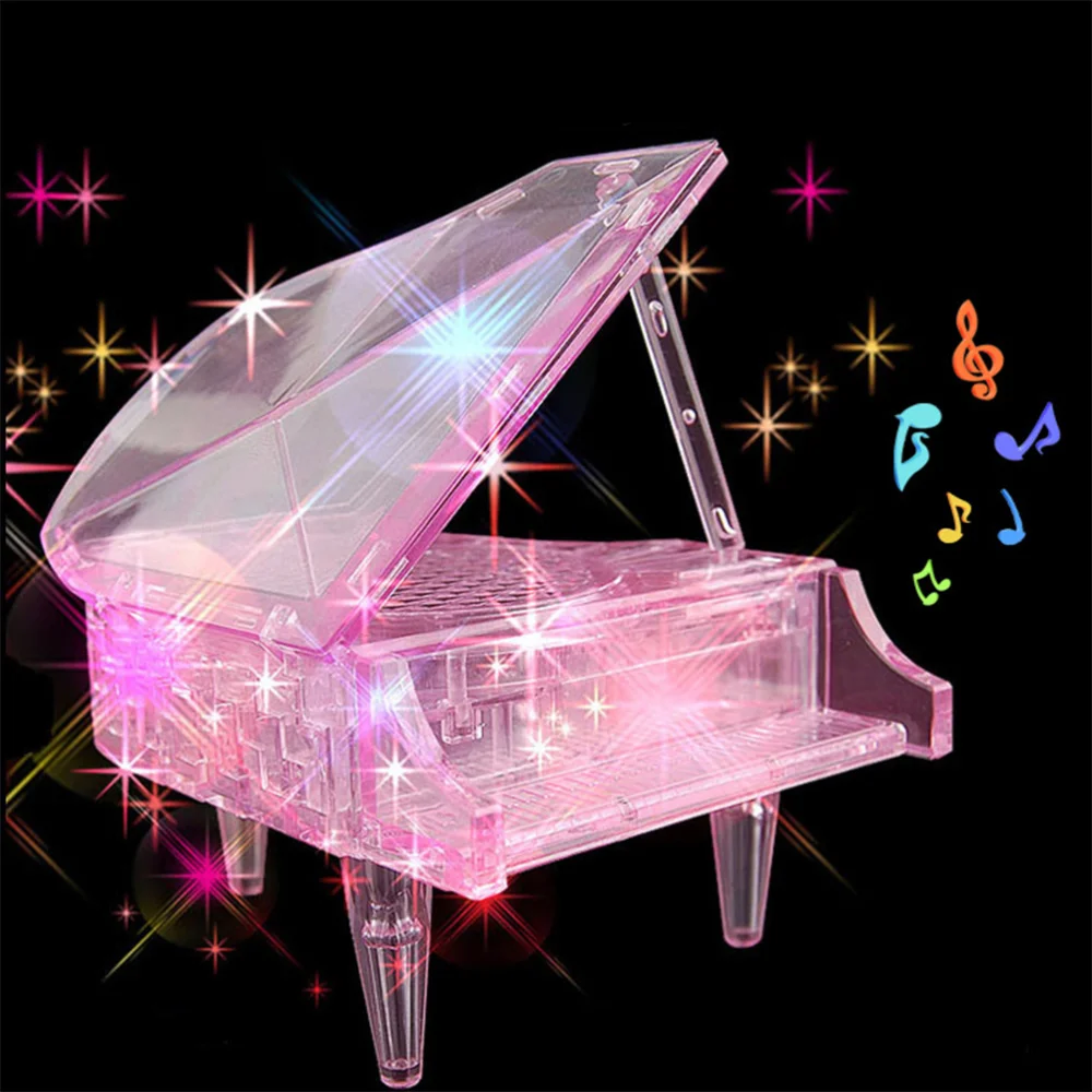 

3D Crystal Piano Puzzle DIY Puzzle Piano Educational Assembled (White)