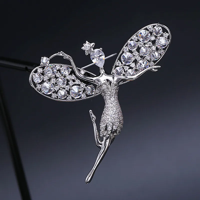 Броши Ангел с розовыми и желтыми кристаллами для женщин броши булавки