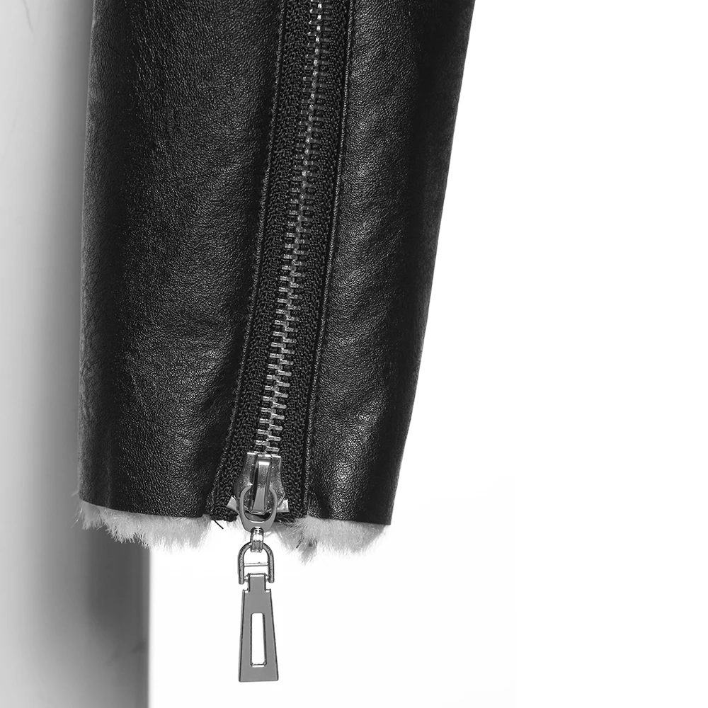 Женские куртки из искусственной кожи с отворотами на молнии зимние винтажные