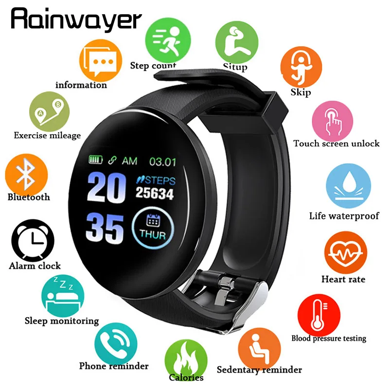 

Smart Wristband Blood Pressure Heart Rate Measurement D18 Bluetooth Smart Bracelet Sport Tracker Smart Watch D13 Smartwatch A2