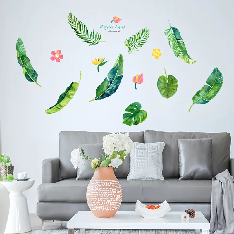 Zollor зеленые растения Лист наклейки на стену для гостиной спальни экологически