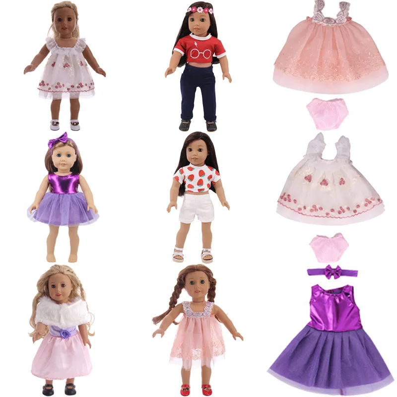 

Doll Clothes Short Sleeves And A Halter Dresses For 18 Inch&43 Cm Dolls&New Born Baby Generation Girl's Birthday Gifts