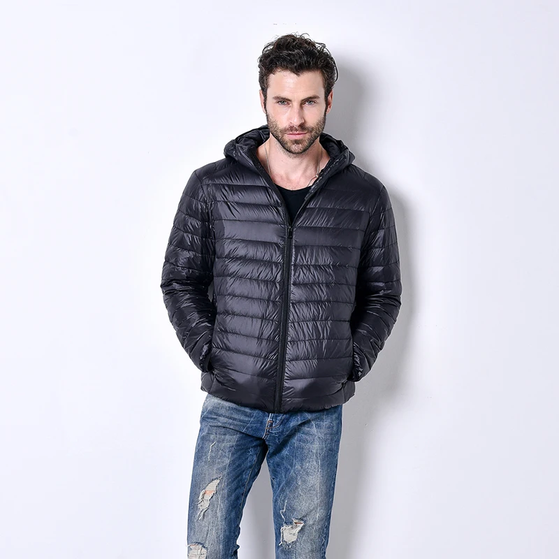 Men's All-Season Ultra Lightweight Packable Down Jacket Water and Wind-Resistant Breathable Coat Big Size Men Hoodies Jackets