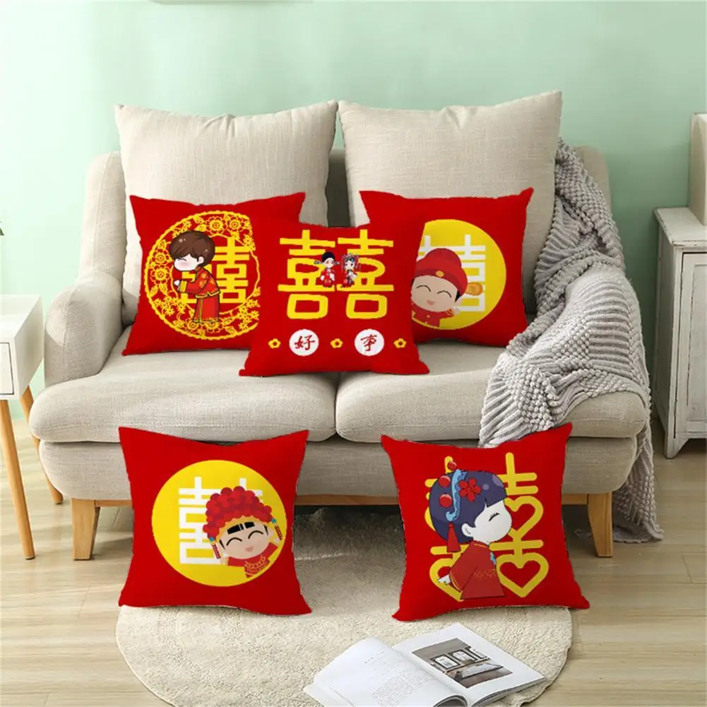 

High Quality Pillow Slipcover Square Cushion Case Eye-Catching Tear Resistant Chinese Style Bedding Decor Pillow Case