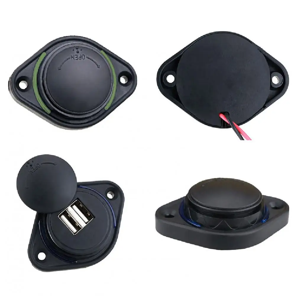 12v24v 3 1a car dual black abs usb port charger socket outlet led waterproof adapter power socket universal motorcycle bus ship free global shipping