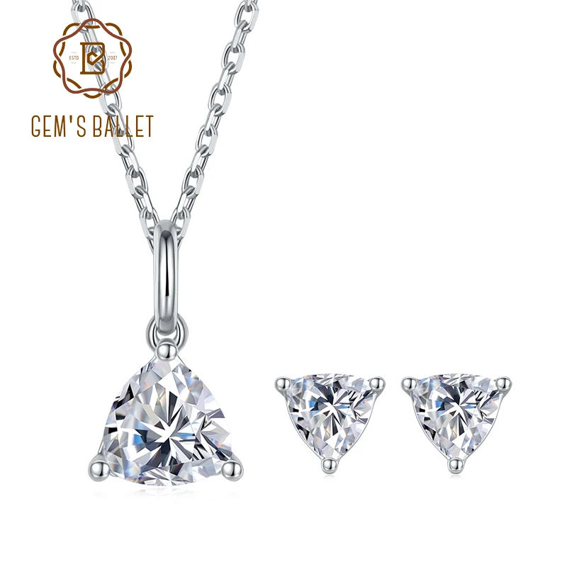 

Набор украшений для женщин GEM'S BALLET Triangle, набор украшений для женщин из стерлингового серебра 925 пробы, ожерелье с подвеской из драгоценных ка...