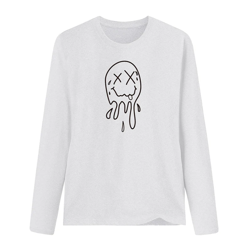 

Женская футболка с длинным рукавом, Однотонная футболка с круглым вырезом и принтом, Осень-зима 2021