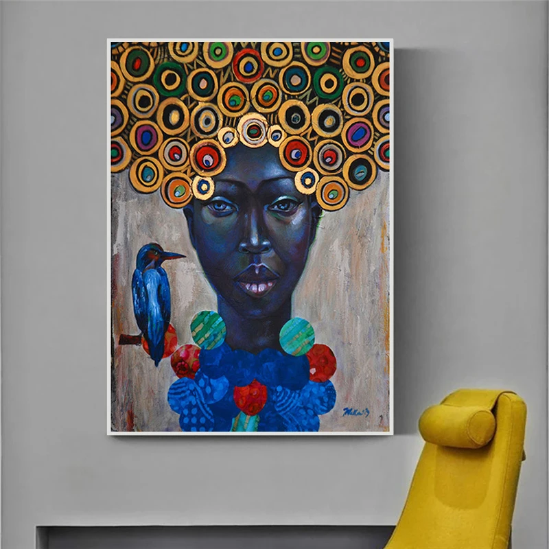 

Abstract African Women Portrait Oil Painting on Canvas Art Scandinavian Posters and Prints Modern Wall Picture for Living Room
