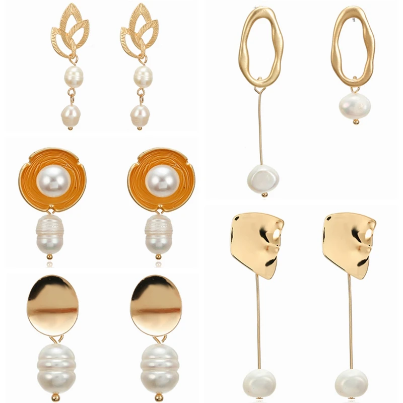 Новые корейские массивные висячие серьги с искусственным жемчугом длинные