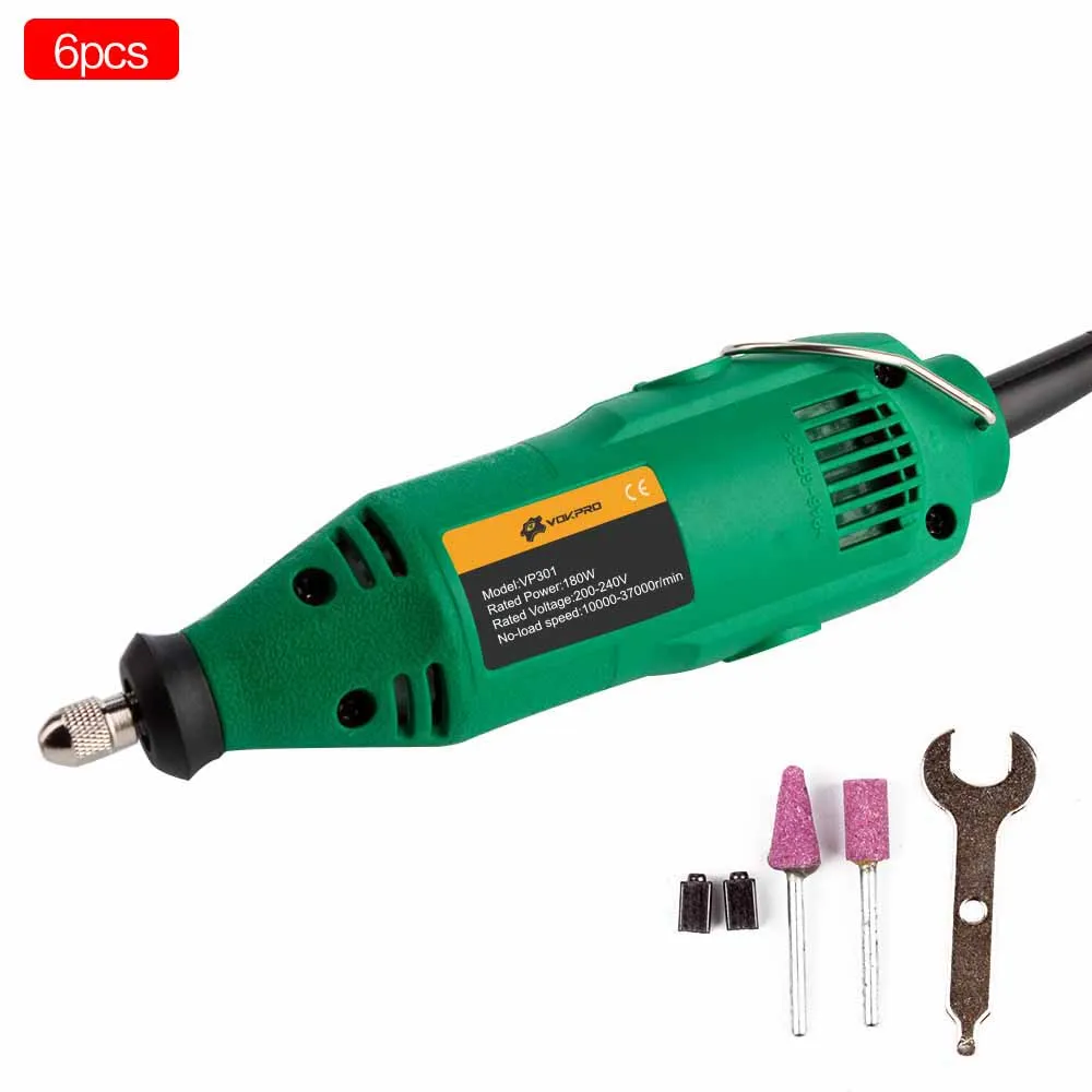 6pcs 180 Вт 5 скоростей управления Мини электрическая угловая шлифовальная машина костюм с сверлом Dremel Аксессуары для резьбы машины полировки шлифовки - Цвет: 6pcs