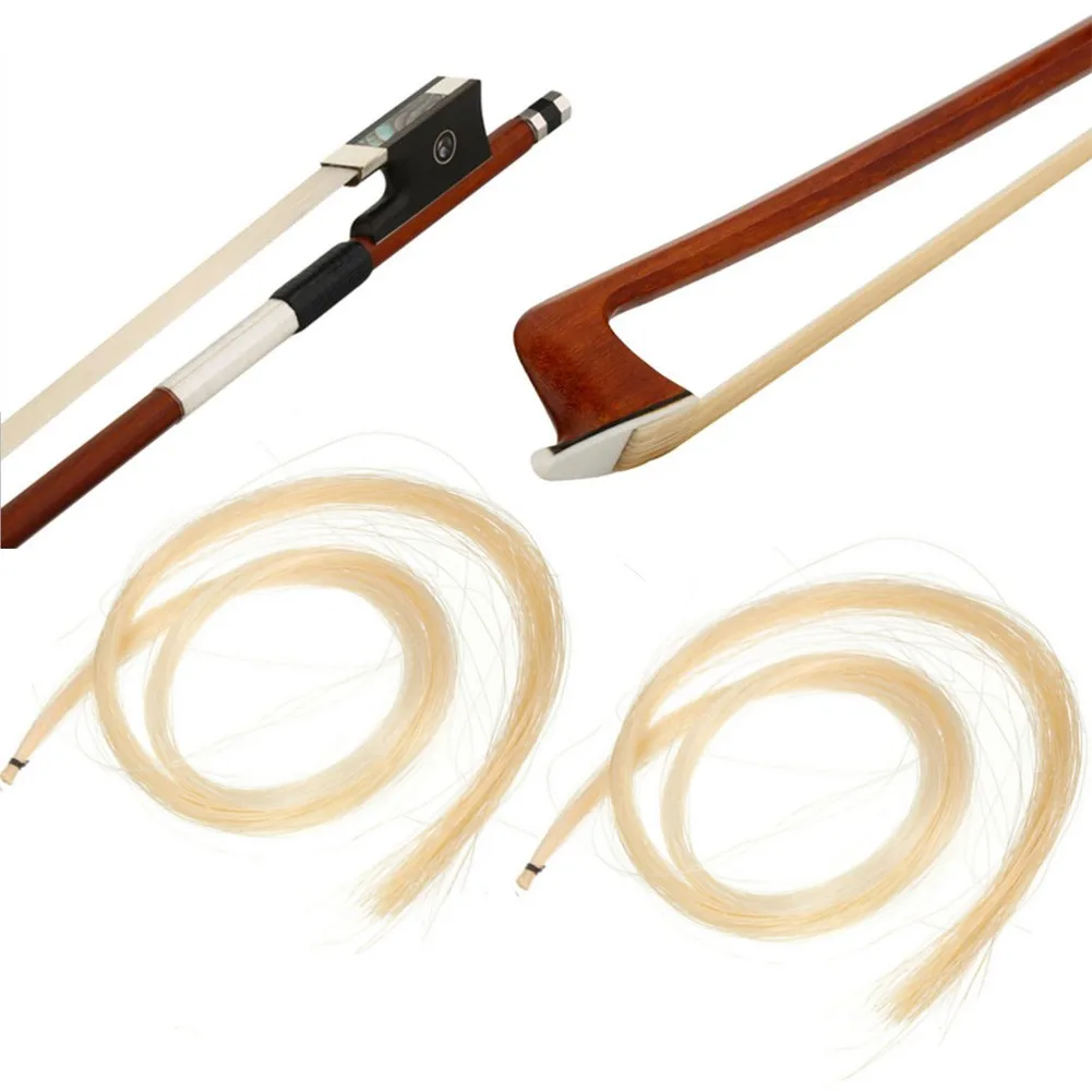 

2 Hanks Violin Bow Hair High Quality Horsehair White Replacement Parts Viola Cello Bow Hair Stringed Instruments Accessories